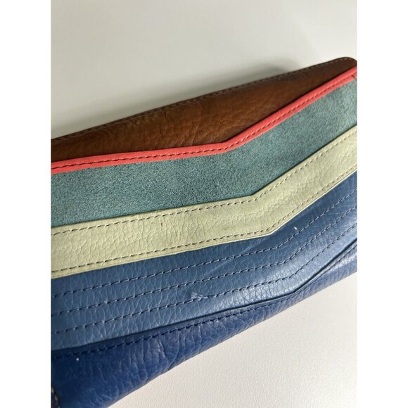 Fossil Caroline Leather Chevron Colorful Zip Around RFID Wallet - Picture 6 of 10